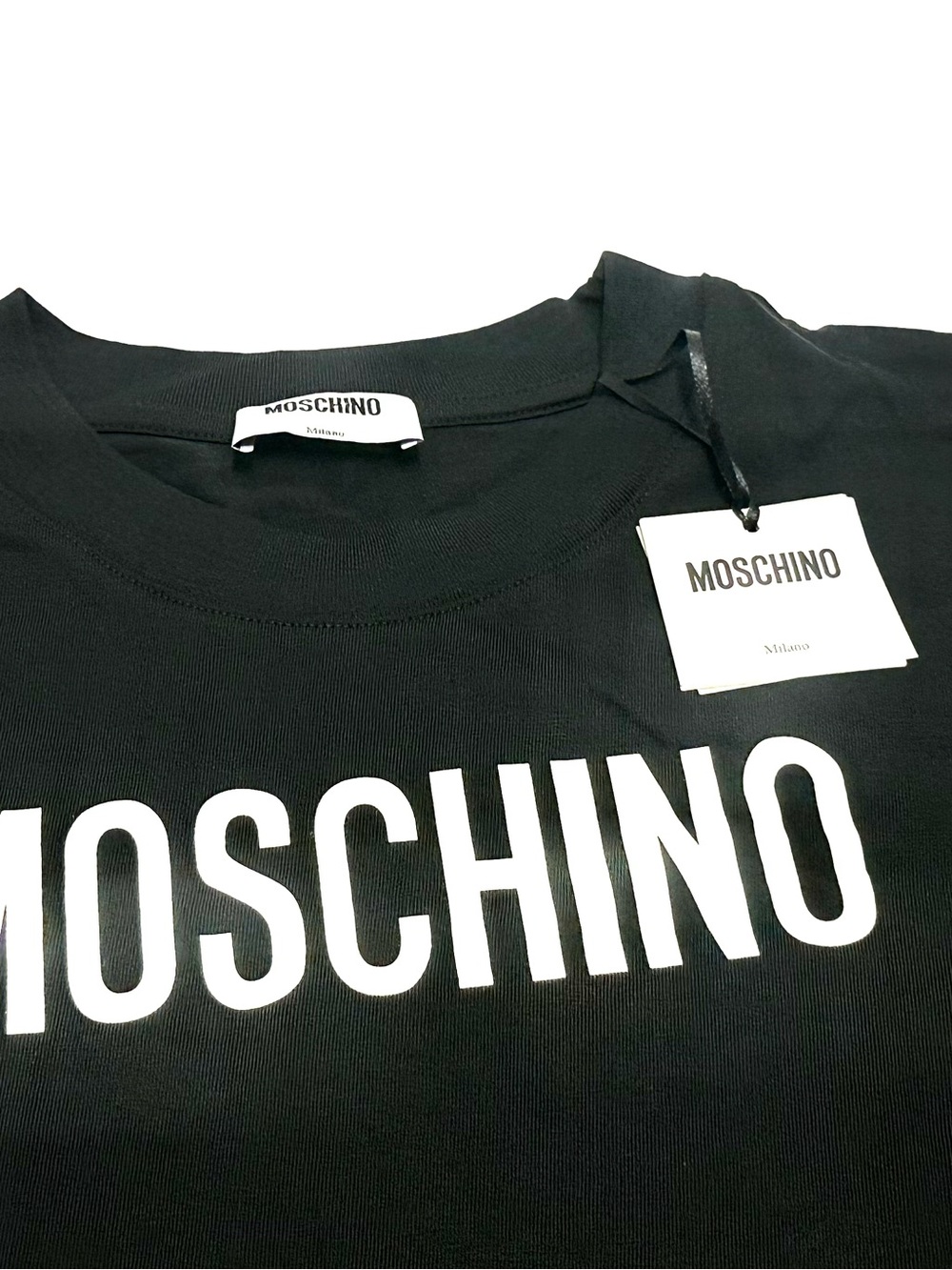 Moschino Black Short-Sleeve Crewneck T-Shirt with White Logo